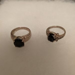 Sterling silver rings with black stones